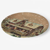 Assiettes En Carton Maison de Noël victorienne en hiver Illustration (Angle)