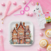 Assiettes En Carton Maison de pain d'épices (Fête)