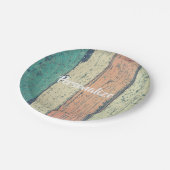 Assiettes En Carton Maison de plage en bois peint côté océan rayé (Angle)