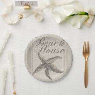 Assiettes En Carton Maison de plage Starfish Bord de mer Côté côte