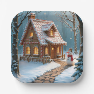 Assiettes En Carton Maison en pain d'épice de Noël avec un bonhomme de