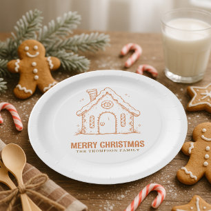 Assiettes En Carton Maison en pain d'épice Doodle Joyeux Noël