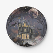 Assiettes En Carton Maison hantée | Arbre à Pleines lunes Éffrayantes  (Devant)