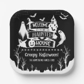 Assiettes En Carton Maison hantée Famille Halloween (Recto)