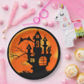 Assiettes En Carton Maison hantée Orange Halloween (Fête)