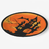 Assiettes En Carton Maison hantée Orange Halloween (Angle)