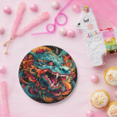 Assiettes En Carton Majesté du Dragon Oriental Moderne (Fête)