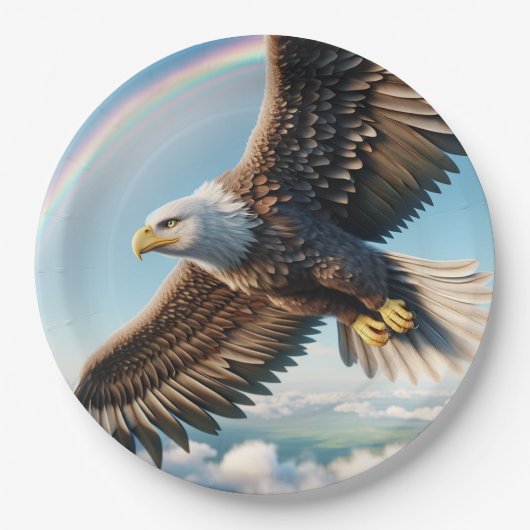 Assiettes En Carton Majestic Eagle Vol ciel Papier Plaque (Devant)