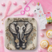 Assiettes En Carton Majestic Elephant Mandala (Fête)