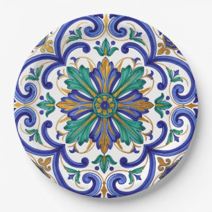 Assiettes En Carton Majestueux baroque italien en majolique