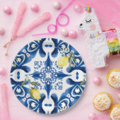 Assiettes En Carton Majolica, citron, tuiles siciliennes, Carrelage en (Fête)