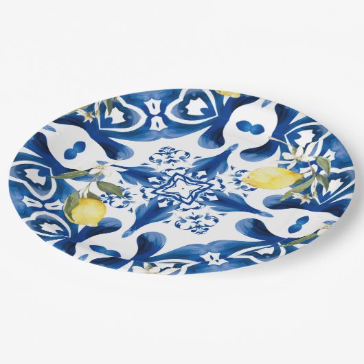 Assiettes En Carton Majolica, citron, tuiles siciliennes, Carrelage en (Angle)