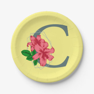 Assiettes En Carton Majuscule C monogramme floral