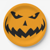 Assiettes En Carton Mal Jack-o-Lantern Citrouille d'Halloween Face Mwa (Devant)