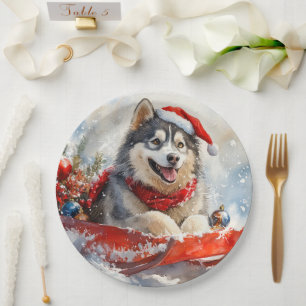 Assiettes En Carton Malamute d'Alaska dans la boue Laisser il neige No