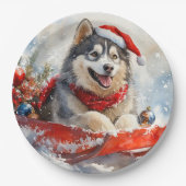 Assiettes En Carton Malamute d'Alaska dans la boue Laisser il neige No (Devant)