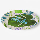 Assiettes En Carton Maleah Monstera Tropical Hawaiian Aquarelle Vert (Angle)