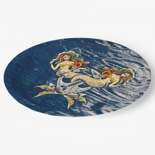 Assiettes En Carton Malheureusement sirènes à l'ancre (Angle)