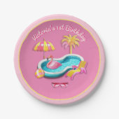 Assiettes En Carton Malibu Beach Doll Retro Anniversaire Pool Party (Devant)