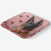 Assiettes En Carton Malinois belge avec Rose - Saint Valentin (Angulaire)
