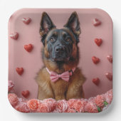 Assiettes En Carton Malinois belge avec Rose - Saint Valentin (Recto)