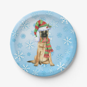 Assiettes En Carton Malinois belge de Noël