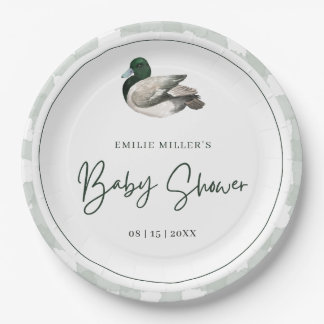Assiettes En Carton Mallard Duck Baby Shower Gender Neutral Green