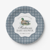Assiettes En Carton Mallard Duck Hunting Blue Gingham Boy Baby Shower (Devant)