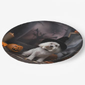 Assiettes En Carton Maltais Citrouille Halloween effroi (Angle)