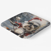 Assiettes En Carton Malti Tzu Chien équitation Moto Noël (Angulaire)