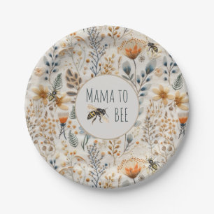 Assiettes En Carton Mama à être vintage bleu baby shower floral