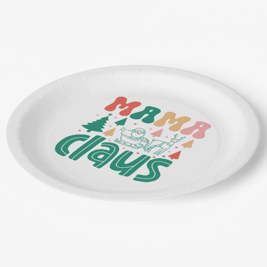 Assiettes En Carton Mama Claus Christmas Design-60097 (Angle)