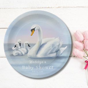 Assiettes En Carton Mama Swan avec Baby shower bébé