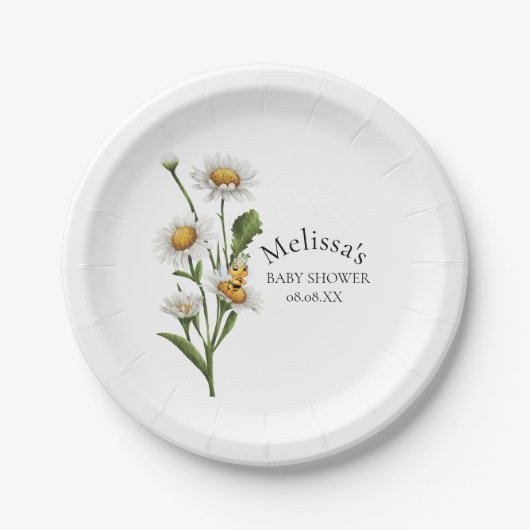 Assiettes En Carton Mama To Bee Theme Honeypeb Daisy Flower (Devant)