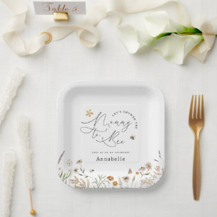Assiettes En Carton Maman à être fleur sauvage baby shower