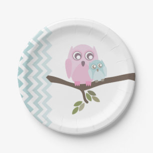 Assiettes En Carton Maman + Baby shower de hibou de bébé
