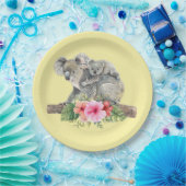 Assiettes En Carton Maman & Bébé Koala Ours Aquarelle mignonne (Fête)