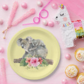 Assiettes En Carton Maman & Bébé Koala Ours Aquarelle mignonne (Fête)