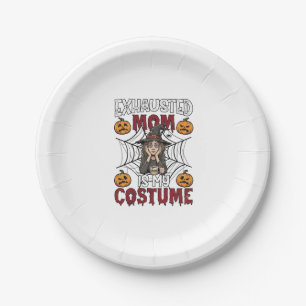 Assiettes En Carton Maman Épuisée Est Costume Sorcière Halloween Café