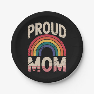 Assiettes En Carton Maman fière arc-en-ciel LGBTQ Fierté gay alliée