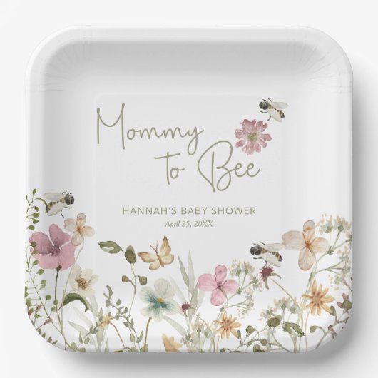 Assiettes En Carton Maman to Bee Baby shower (Recto)