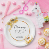 Assiettes En Carton Maman to Bee Honey Fleur sauvage Baby shower (Fête)