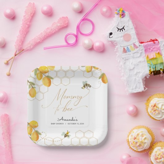 Assiettes En Carton Maman To Bee Lemons Parties scintillant Honeypeb B (Fête)