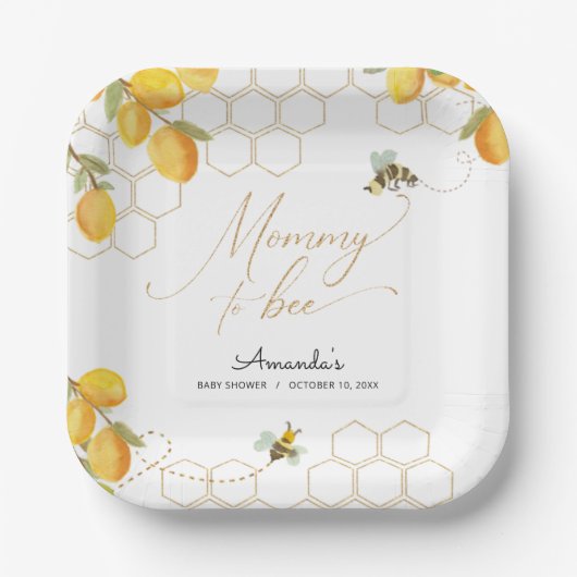 Assiettes En Carton Maman To Bee Lemons Parties scintillant Honeypeb B (Recto)