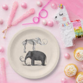 Assiettes En Carton Mammifère laine Eléphant préhistorique et squelett (Fête)