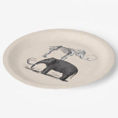 Assiettes En Carton Mammifère laine Eléphant préhistorique et squelett (Angle)