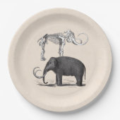 Assiettes En Carton Mammifère laine Eléphant préhistorique et squelett (Devant)
