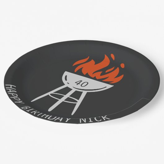 Assiettes En Carton Man Birday Party, Bacon, BBQ (Angle)