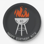 Assiettes En Carton Man Birday Party, Bacon, BBQ (Devant)