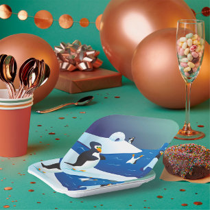 Assiettes En Carton Manchots Et Glace